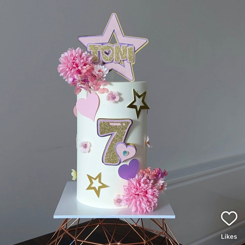 Star Birthday Cake Topper : Star and Hearts Birthday Cake Toppers - Demi's Krafts