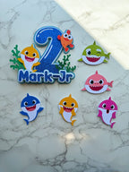 Personalised Baby Shark Birthday Cake Topper Set - Demi's Krafts