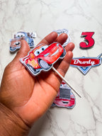 Personalised Cars Birthday Cake Topper Set  - Cake Charm Set