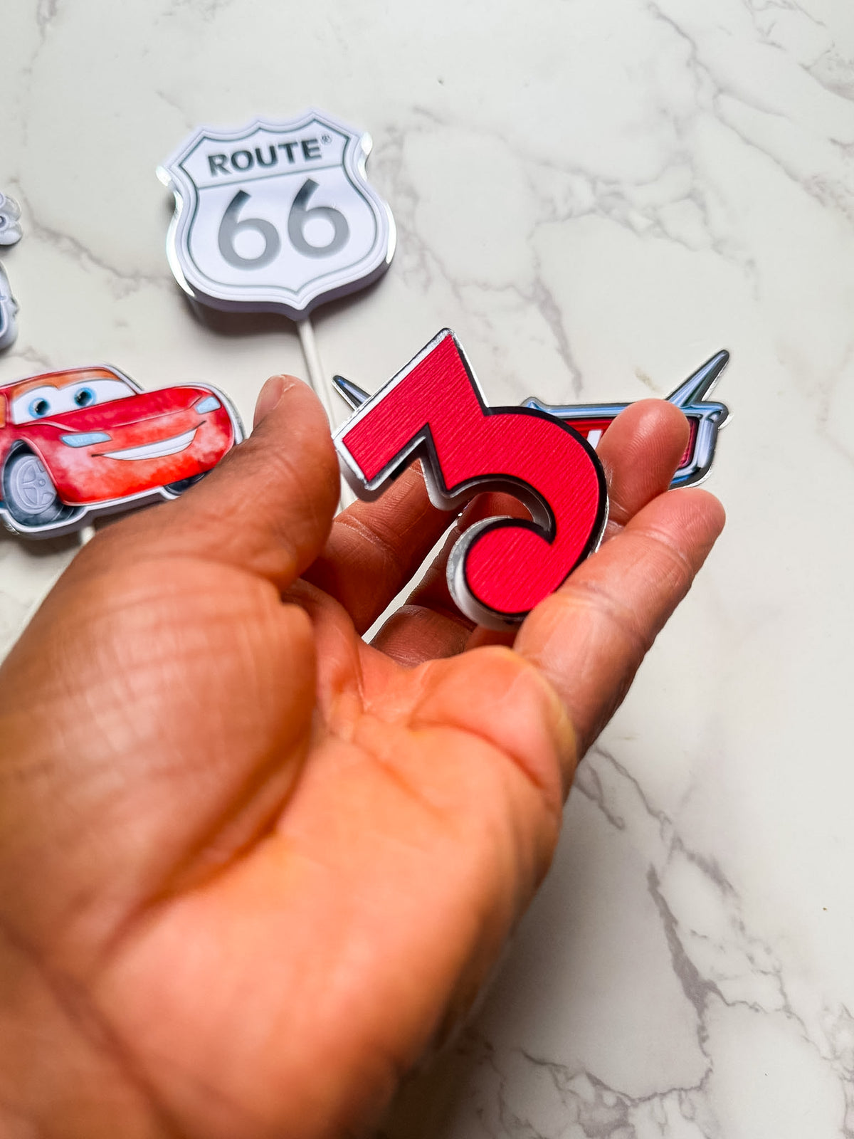 Personalised Cars Birthday Cake Topper Set  - Cake Charm Set