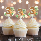 Personalised Dinosaur Birthday Cupcake toppers