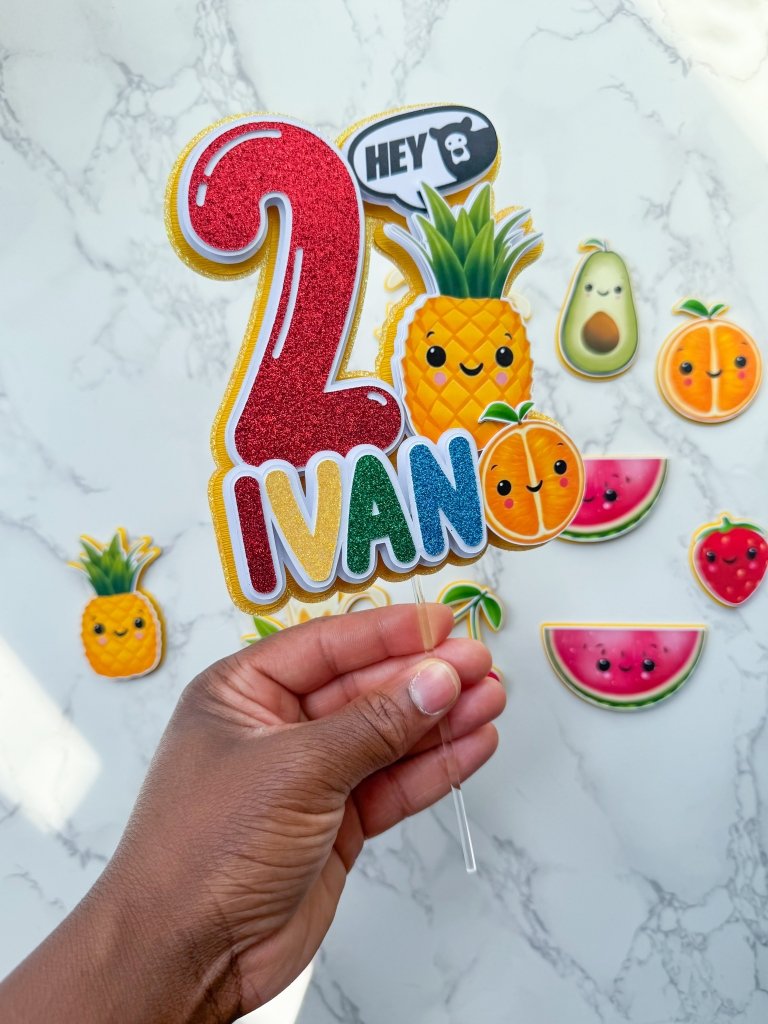 Personalised Dancing Fruits Cake Topper Set - Demi's Krafts