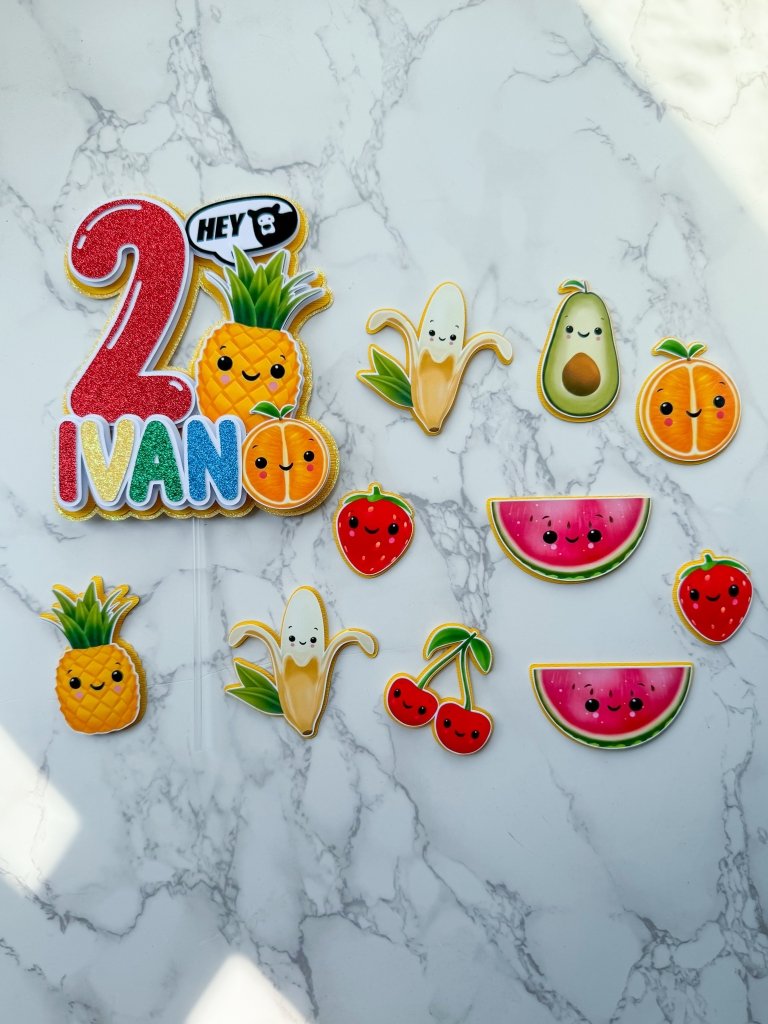 Personalised Dancing Fruits Cake Topper Set - Demi's Krafts