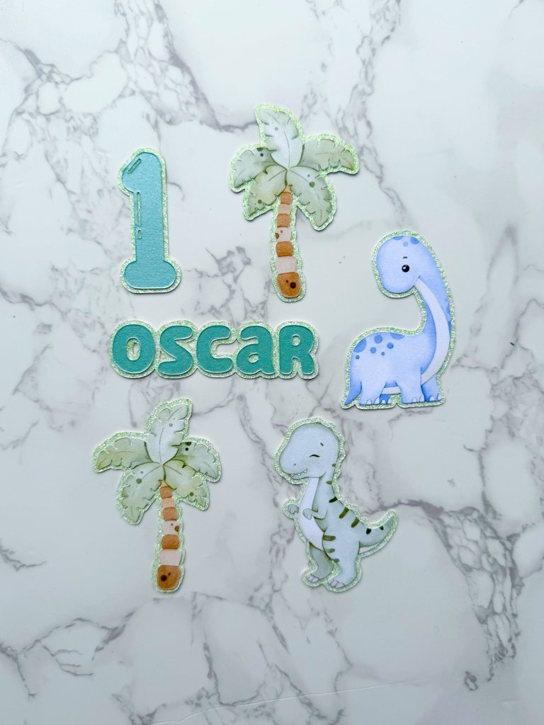 Personalised Cute Dino Cake Charm Set- £10 set - Demi's Krafts