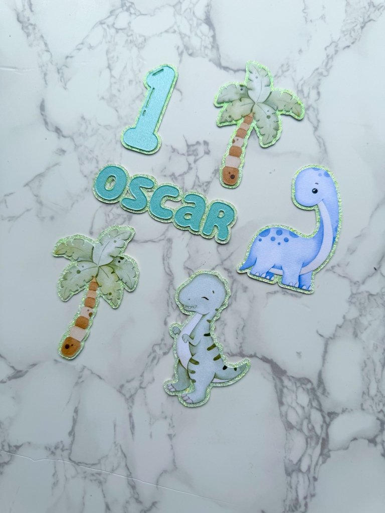 Personalised Cute Dino Cake Charm Set- £10 set - Demi's Krafts