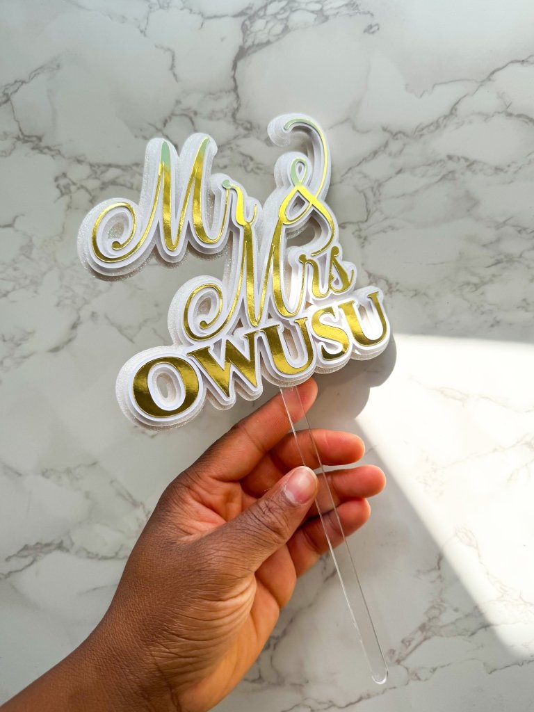 Mr and Mrs Wedding Cake Topper - Demi's Krafts