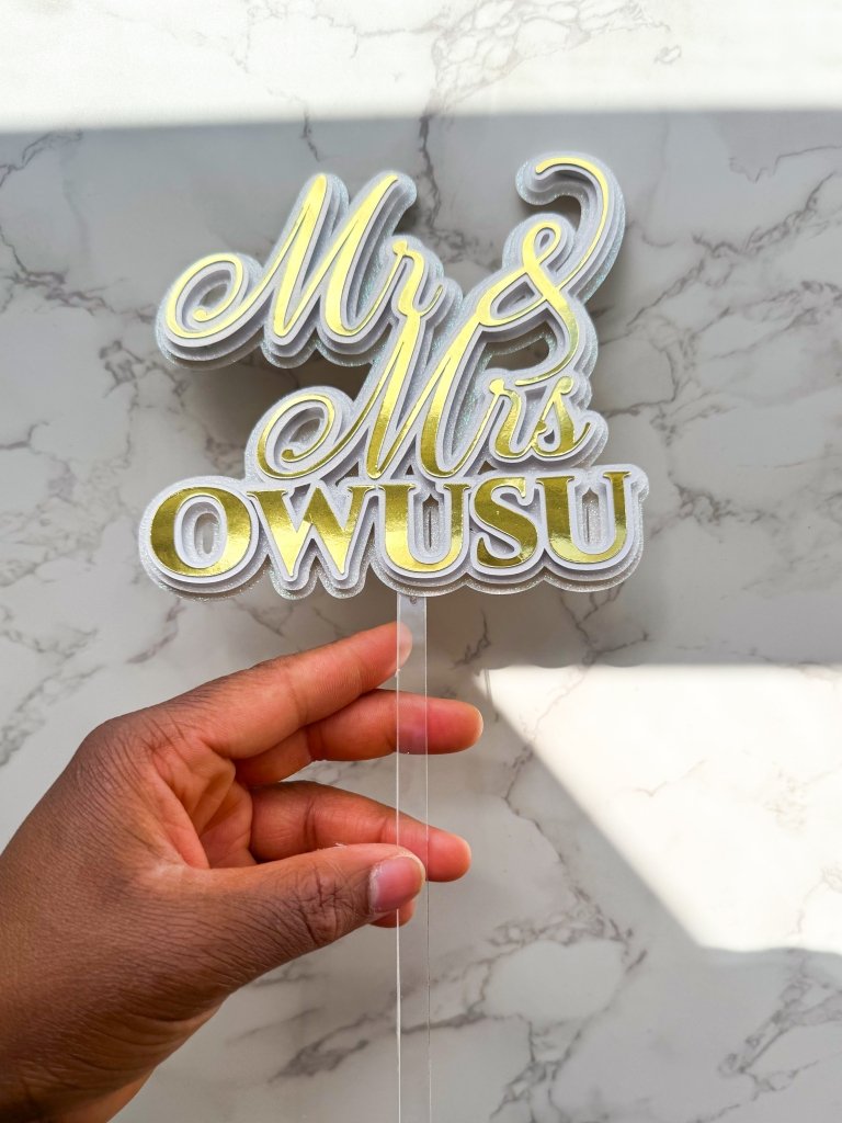 Mr and Mrs Wedding Cake Topper - Demi's Krafts