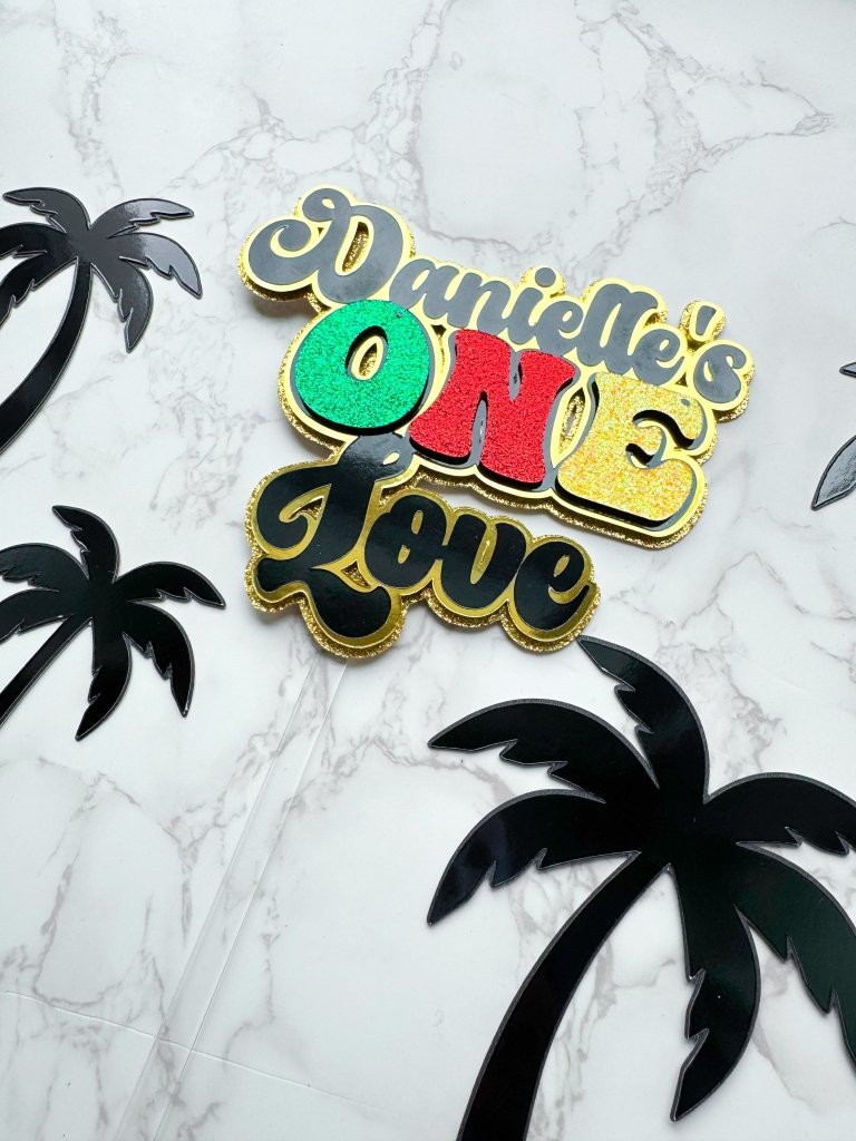 One Love Caribbean Themed Birthday Cake Topper - Demi's Krafts