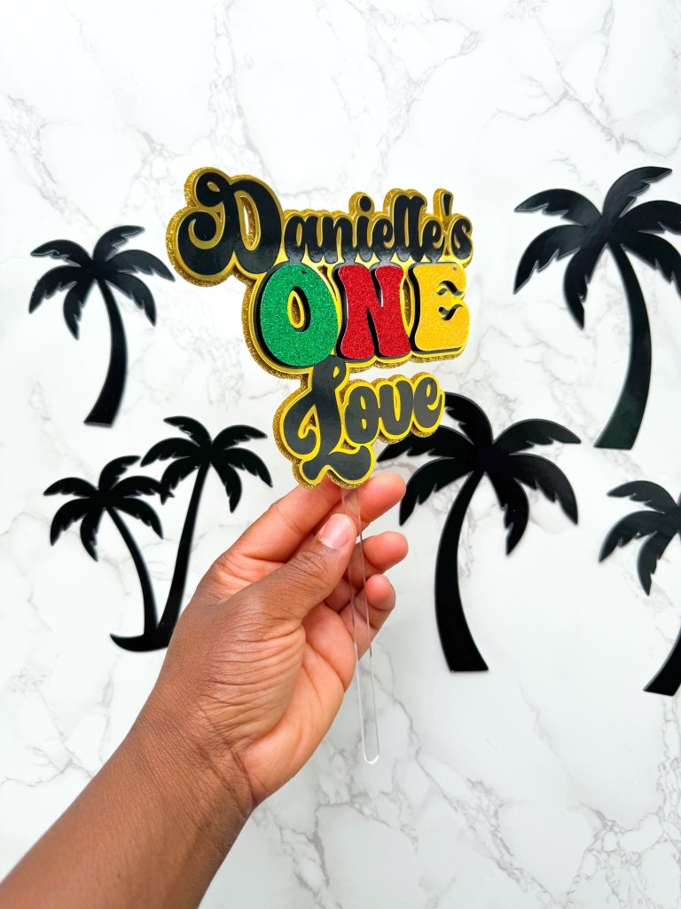 One Love Caribbean Themed Birthday Cake Topper - Demi's Krafts