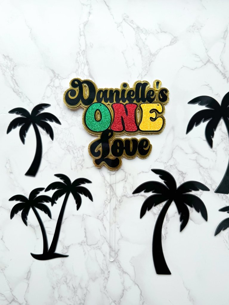One Love Caribbean Themed Birthday Cake Topper - Demi's Krafts