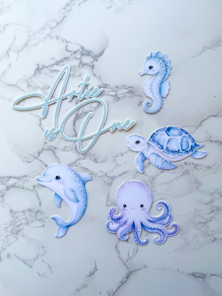Personalised Under the Sea Pastel Cake Topper Set - £10 Set - Demi's Krafts