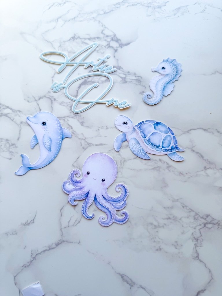 Personalised Under the Sea Pastel Cake Topper Set - £10 Set - Demi's Krafts