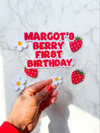 Personalised Berry First Strawberry Birthday Cake Topper Set - £10 set (Copy) - Demi's Krafts