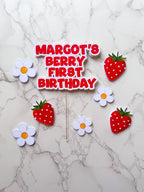 Personalised Berry First Strawberry Birthday Cake Topper Set - £10 set (Copy) - Demi's Krafts