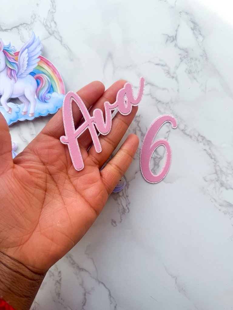 Personalised Rainbow Unicorn Birthday Cake Topper Set - Demi's Krafts