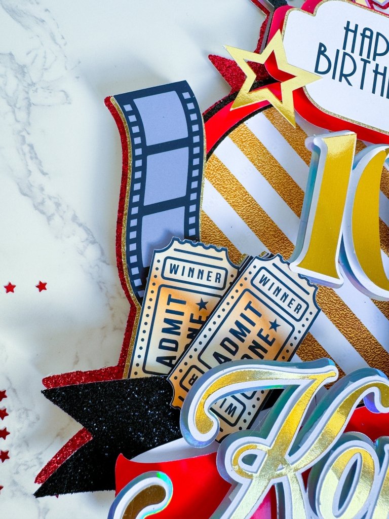 Personalized Movie Night Birthday Cake Topper: Cinema Theme - Demi's Krafts