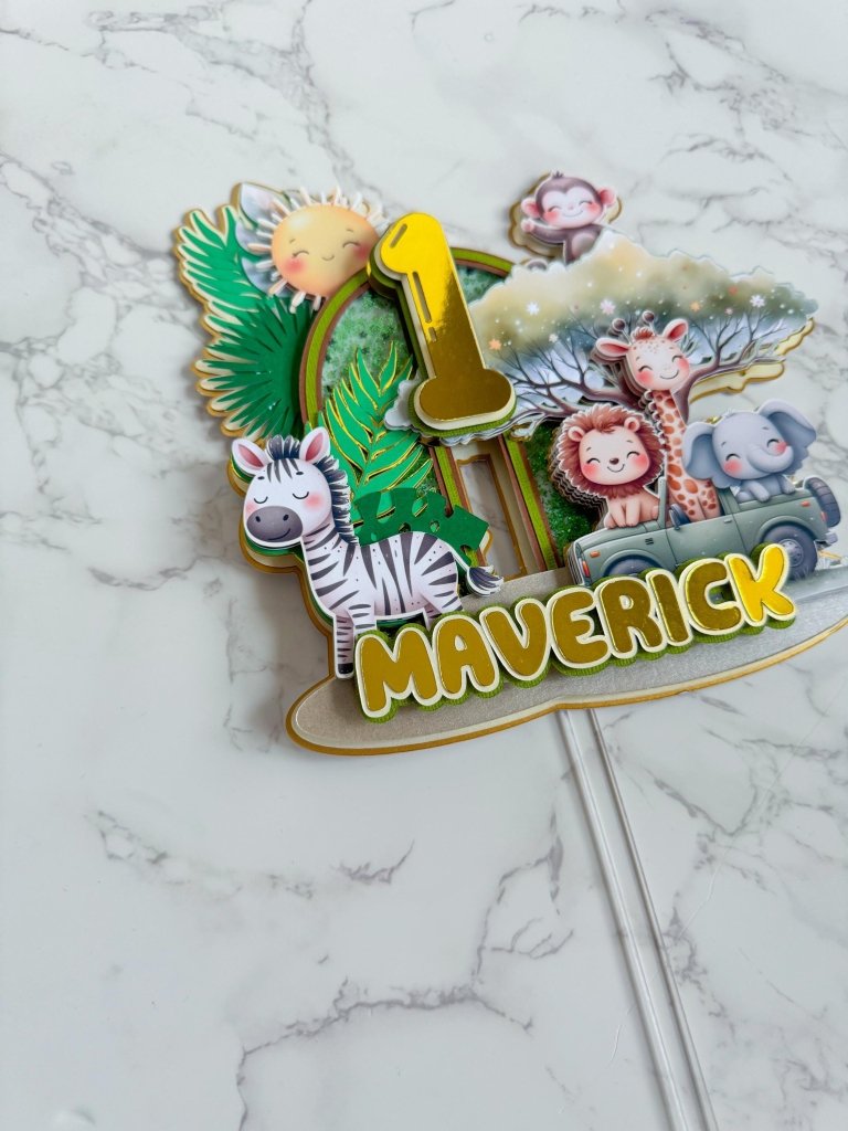 Safari Jungle Birthday Cake Topper - Demi's Krafts
