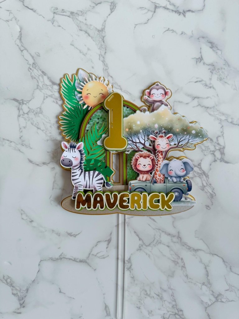 Safari Jungle Birthday Cake Topper - Demi's Krafts