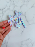 Personalized Blue Name and Age Cake Topper: Curly Font Icy Charm - Demi's Krafts