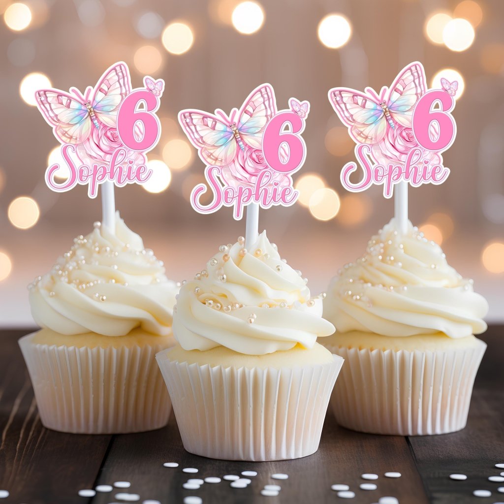 Pastel Butterfly Cake Topper and Cupcake Toppers - Demi's Krafts
