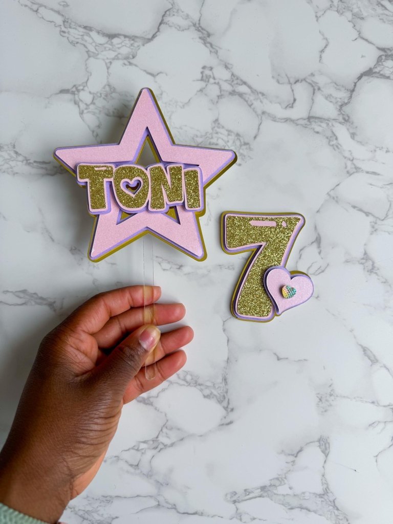 Star Birthday Cake Topper : Star and Hearts Birthday Cake Toppers - Demi's Krafts