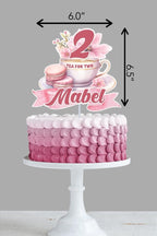 Tea for Two Birthday Cake Topper: Personalized Tea Party Decor - Demi's Krafts