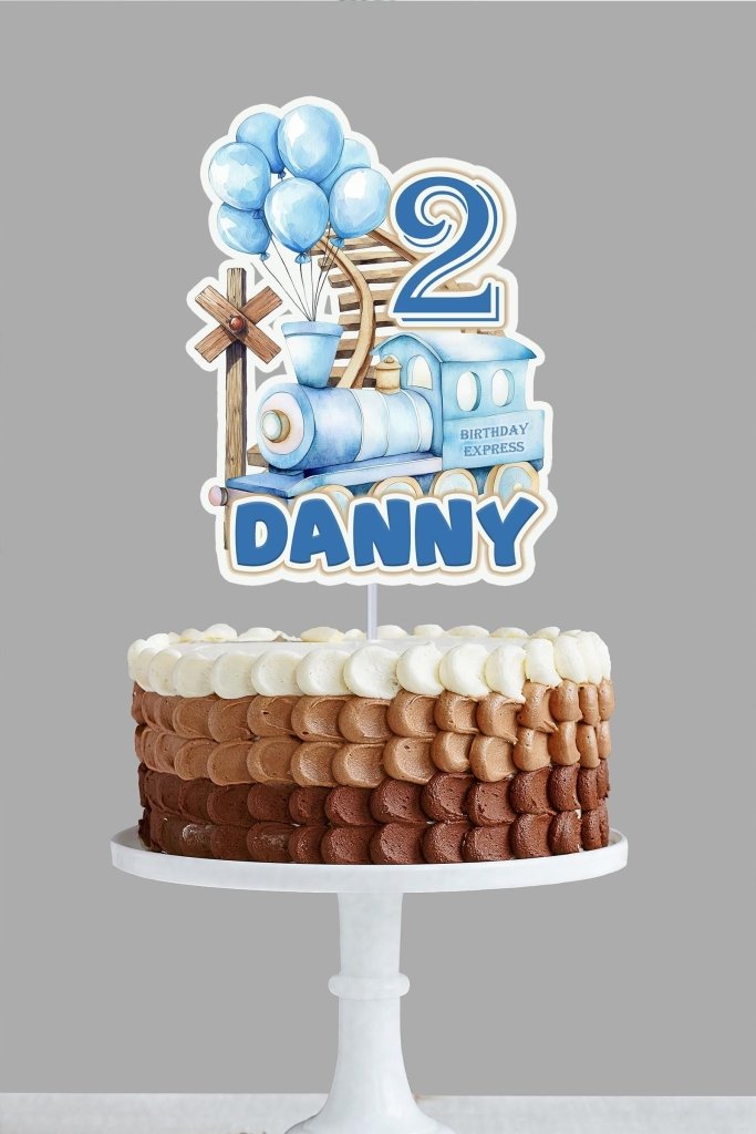 Train Birthday Cupcake Toppers: Blue Train Theme - Demi's Krafts