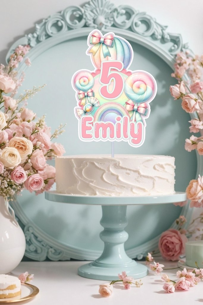 Sweet One Candyland Cake Topper: Birthday Cupcake Decorations - Demi's Krafts