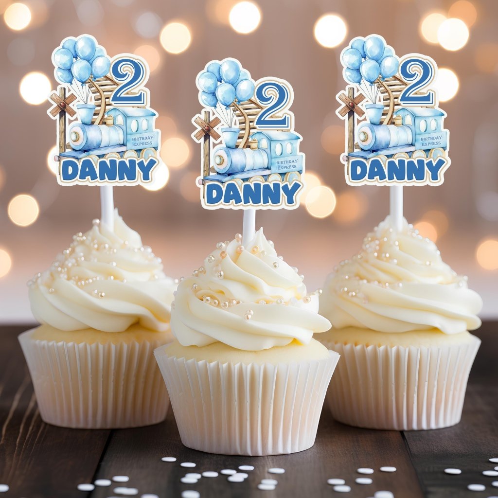 Train Themed Birthday Cake Topper and Cupcake Toppers - Demi's Krafts