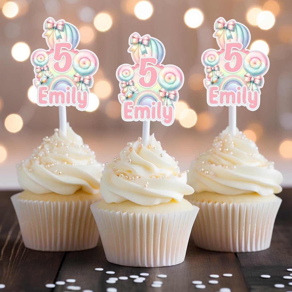 Sweet One Candyland Cake Topper: Birthday Cupcake Decorations - Demi's Krafts