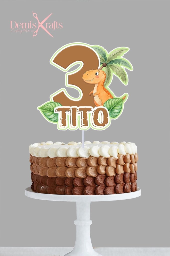 Personalised Dinosaur Birthday cake toppers