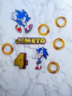 Personalised Sonic Birthday Cake Topper Set - 3D cake toppers - Demi's Krafts