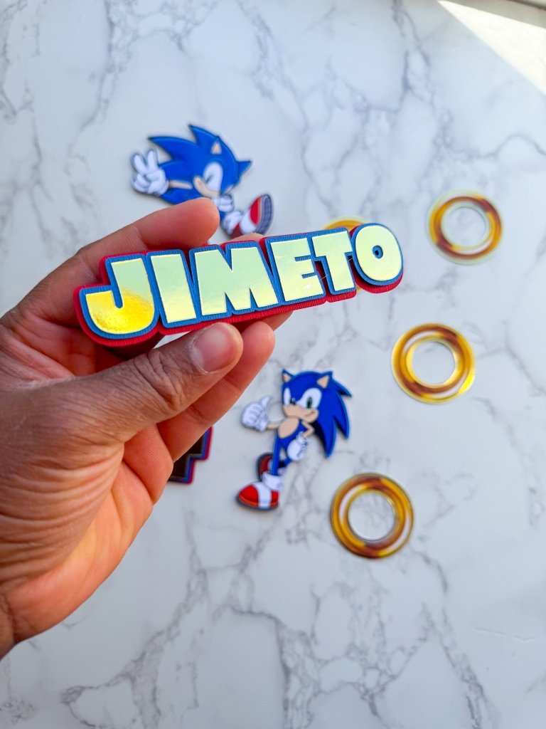 Personalised Sonic Birthday Cake Topper Set - 3D cake toppers - Demi's Krafts
