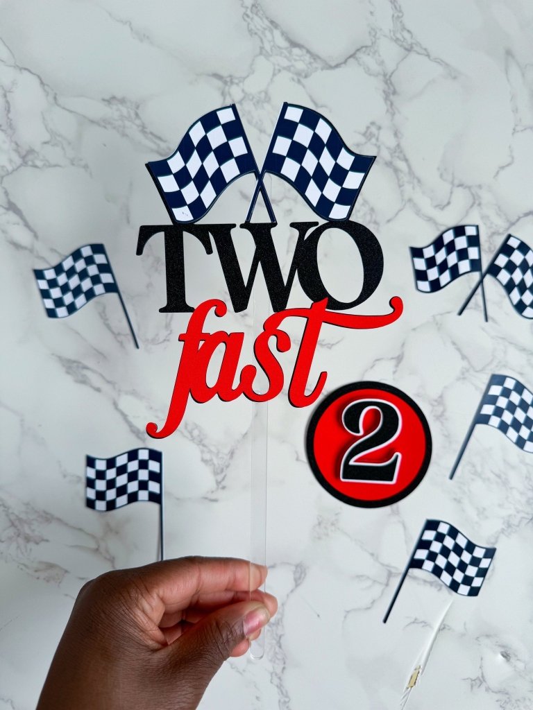 Two Fast Cake Topper Set: Race Car Toppers - Demi's Krafts